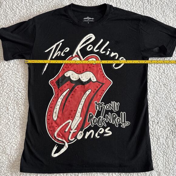The Rolling Stones Women’s T-shirt It’s Only Rock ‘n’ Roll Medium Rhinestones  - Picture 5 of 6